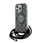 Karl Lagerfeld KLHMP15XHCKCKLCK iPhone 15 Pro Max 6.7" czarny/black hardcase IML Crossbody Monogram Karl & Choupette Head MagSafe