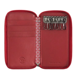 Etui na klucze Nuvola Pelle z prawdziwej skóry z 8 metalowymi haczykami i kieszeniami na karty kredytowe