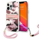 Guess GUHCP13LKCABPI iPhone 13 Pro / 13 6,1" różowy/pink hardcase Camo Strap Collection