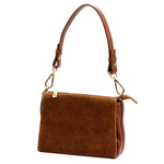 Luka damska listonoszka skórzana zamsz trzykomorowa torebka na ramię