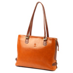 Skórzana elegancka shopperbag pojemna na ramię z kieszeniami Florence