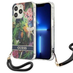 Guess GUHCP13LHFLSB iPhone 13 Pro / 13 6,1" niebieski/blue hardcase Flower Strap