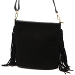 Vera Pelle damska listonoszka skóra naturalna zamszowa torebka z frędzlami