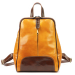 Florence Miejski Damski plecak skóra naturalna z kieszeniami na suwak