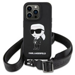 Karl Lagerfeld KLHCP15SSCBSKNK iPhone 15 6.1" hardcase czarny/black Crossbody Silicone Ikonik