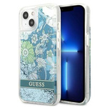 Guess GUHCP13SLFLSN iPhone 13 mini 5,4" zielony/green hardcase Flower Liquid Glitter