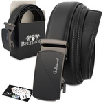 Pasek męski skórzany klamra automatyczna czarny Beltimore A47 : Kolory - czarny, Rozmiar pasków - r.115-130 cm