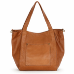 Shopperka torebka skórzana miejska - MAZZINI brąz camel