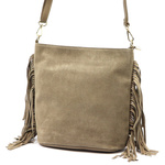 Vera Pelle damska listonoszka skóra naturalna zamszowa torebka z frędzlami