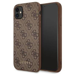 Guess GUHCN61G4GFBR iPhone 11 6,1" brązowy/brown hard case 4G Metal Gold Logo