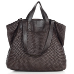 Torba damska pleciona shopper & shoulder leather bag - MARCO MAZZINI brąz caffe