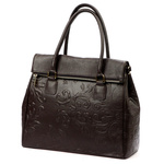 Vera Pelle damski duży kuferek torebka do ręki skóra naturalna z paskiem