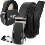 Pasek męski skórzany klamra automatyczna czarny Beltimore A42 : Kolory - czarny, Rozmiar pasków - r.115-130 cm