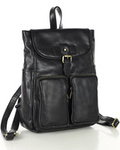 Damski plecak miejski skórzany A4 retro style - MARCO MAZZINI czarny