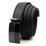 Nordee czarny męski pasek do spodni skóra naturalna z zaciskową klamrą