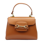 Mały skórzany Damski kuferek z dopinanym paskiem