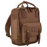 Plecak damski z poliestru i skóry ekologicznej w brązowym kolorze, jednokomorowy - Peterson