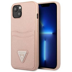 Guess GUHCP13MPSATPP iPhone 13 6,1" różowy/pink hardcase SaffianoTriangle Logo Cardslot