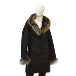 Damski zimowy ciepły Kożuch z futrem skóra owcza na guziki kaptur Bukowski