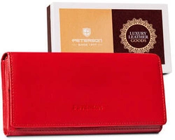 Poziomy, skórzany portfel damski - Peterson