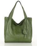 Modna torebka damska skórzany shopper bag - MARCO MAZZINI Portofino Max zielony khaki