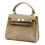 Vera Pelle mały damski kuferek skórzana torebka na ramię z paskiem