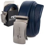 Pasek męski skórzany klamra automatyczna granatowy Beltimore A50 : Kolory - granatowy, Rozmiar pasków - r.100-115 cm