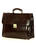 Teczka męska skórzana MARCO MAZZINI handmade - ROBERTO Classic ciemny brąz