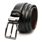 męski pasek z prawdziwej skóry Nordee BN001 BLACK/BROWN 2SIDED