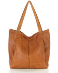Miękka torba typu shopper skórzana na ramię - MARCO MAZZINI - brąz camel