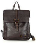 MARCO MAZZINI Miejski plecak skórzany w stylu old look handmade leather ciemny brąz caffe