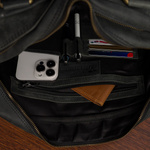 Duża solidna skórzana torba Beltimore na laptopa dokumenty czarna nubuk M88