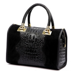 Vera Pelle Damski kuferek wzór skóra krokodyla torebka skórzana do ręki