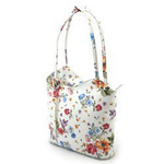 Pojemny Torebka-plecak w kwiaty skórzany damski