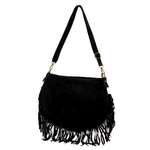 Zamszowa damska listonoszka z frędzlami torebka na ramię skórzana Luka