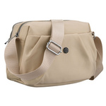 Listonoszka damska z poliestru w kolorze ecru, dwukomorowa z zewnętrzną kieszonką - Peterson