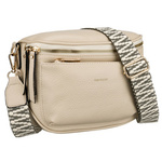 Beżowa listonoszka damska ze skóry ekologicznej zamykana suwakiem - Rovicky