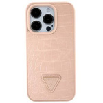 Guess GUHCP15SPCRTHCP iPhone 15 6.1" różowy/pink hardcase Croco Triangle Metal Logo