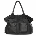 Torebka skórzana shopper bag - MAZZINI czarny