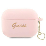 Guess GUAP2LSCHSP AirPods Pro 2 cover różowy/pink Silicone Charm Heart Collection