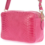 Fuksjowa skórzana listonoszka damska włoska croco kuferek Beltimore P12